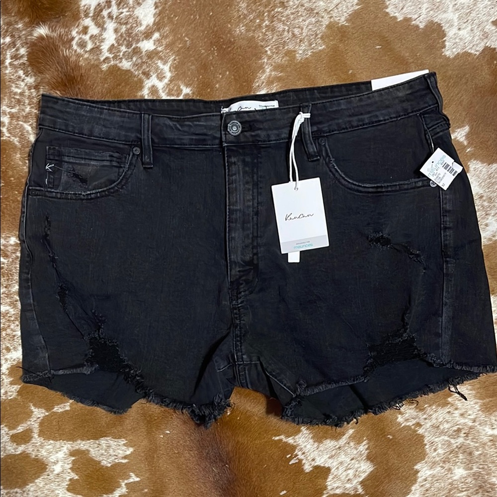 KanCan Black Jean Shorts Distressed Frayed Hem